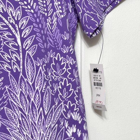 Talbots Cotton Crewneck Short Sleeve Tee in Deep Lavender/White Mp - Picture 7 of 8